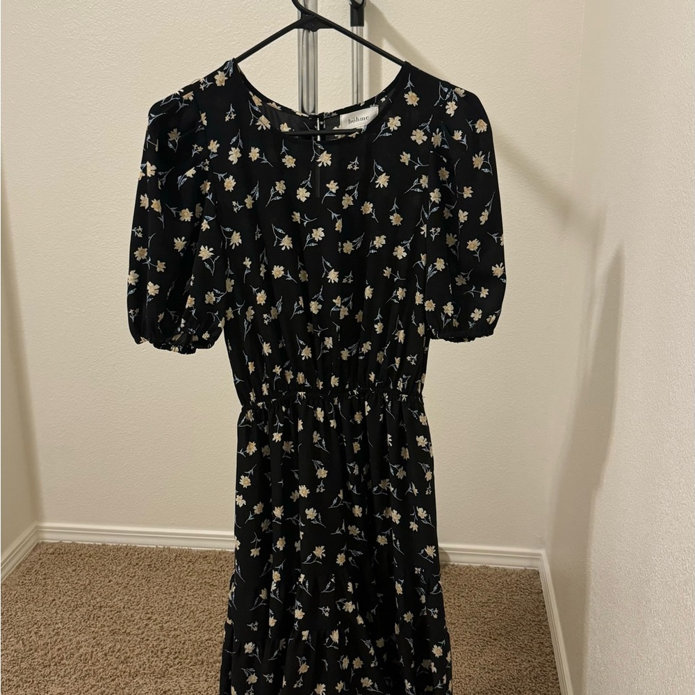 Bohme Black Floral Maxi Dress